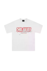 Mr Enjoy Da Money MEDM SS25 Neon Spray Paint Tee in white with bold graphic design