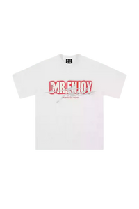 Mr Enjoy Da Money MEDM SS25 Neon Spray Paint Tee in white with bold graphic design