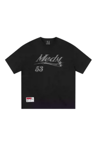 MEDM SS25 Rhinestone Tee in black featuring stylish graphics and comfortable fit