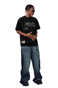 MEDM SS25 Rhinestone Tee in black designed by Mr Enjoy Da Money for a stylish look