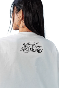 MEDM SS25 Rhinestone Tee featuring the Mr Enjoy Da Money logo on the back in stylish design
