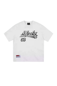 Mr Enjoy Da Money MEDM SS25 Rhinestone Tee in white with stylish graphic design