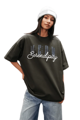 MODEL wearing MEDM SS25 Serendipity Embroidery Tee with relaxed fit and stylish design