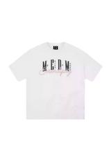 MEDM SS25 Serendipity Embroidery Tee in white cotton with unique multicolor lettering design