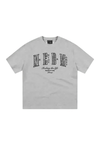 Mr Enjoy Da Money MEDM SS25 Small Pearl Tee in gray featuring a unique graphic design
