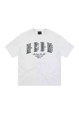 MEDM SS25 Small Pearl Tee in White featuring unique graphic design for casual streetwear style