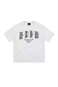 MEDM SS25 Small Pearl Tee in White featuring unique graphic design for casual streetwear style