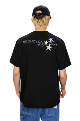 Black MEDM SS25 Snake Star Patch Tee from Mr Enjoy Da Money for a stylish streetwear look