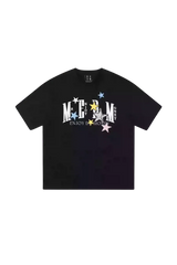 MEDM SS25 Snake Star Patch Tee in black featuring colorful star patches and stylish graphic design