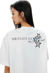 MEDM SS25 Snake Star Patch Tee featuring colorful star patches and a stylish back design