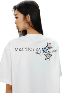 MEDM SS25 Snake Star Patch Tee featuring colorful star patches and a stylish back design