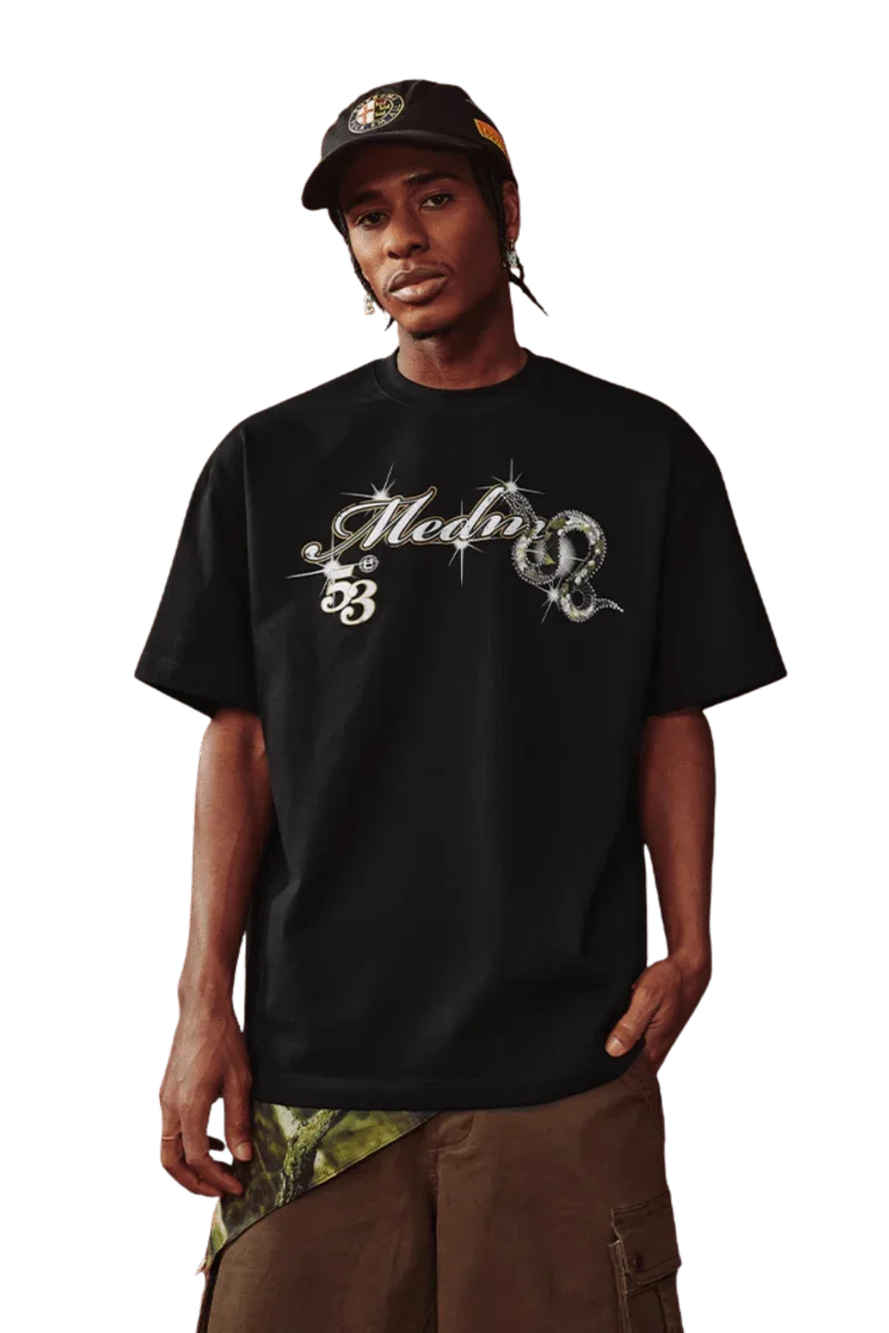 MEDM SS25 Snake Year Limited Edition Tee in black with striking graphic design