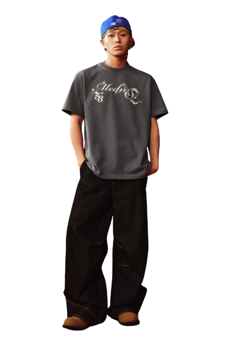MEDM SS25 Snake Year Limited Edition Tee in gray, stylish and casual, perfect for everyday wear