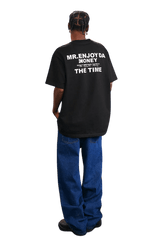 Men's MEDM SS25 The Time Basic Logo Tee in black with bold lettering on the back