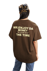 MEDM SS25 The Time Basic Logo Tee in Brown Featuring Back Text Design