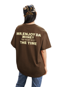 MEDM SS25 The Time Basic Logo Tee in Brown Featuring Back Text Design