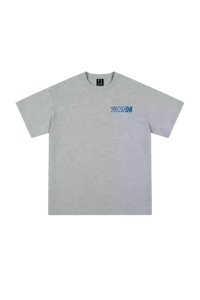 MEDM SS25 The Time Basic Logo Tee in Grey with Blue Logo for Casual Wear