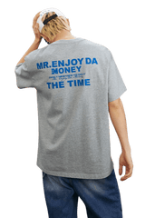 MEDM SS25 The Time Basic Logo Tee in Gray with Blue Text for Casual Style