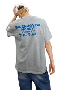 MEDM SS25 The Time Basic Logo Tee in Gray with Blue Text for Casual Style