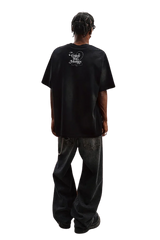 Men's MEDM SS25 Washed Angel Butterfly Tee in black with graphic design on the back