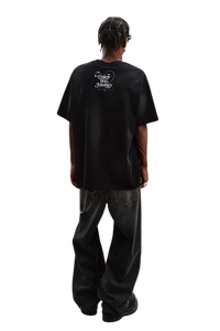 Men's MEDM SS25 Washed Angel Butterfly Tee in black with graphic design on the back