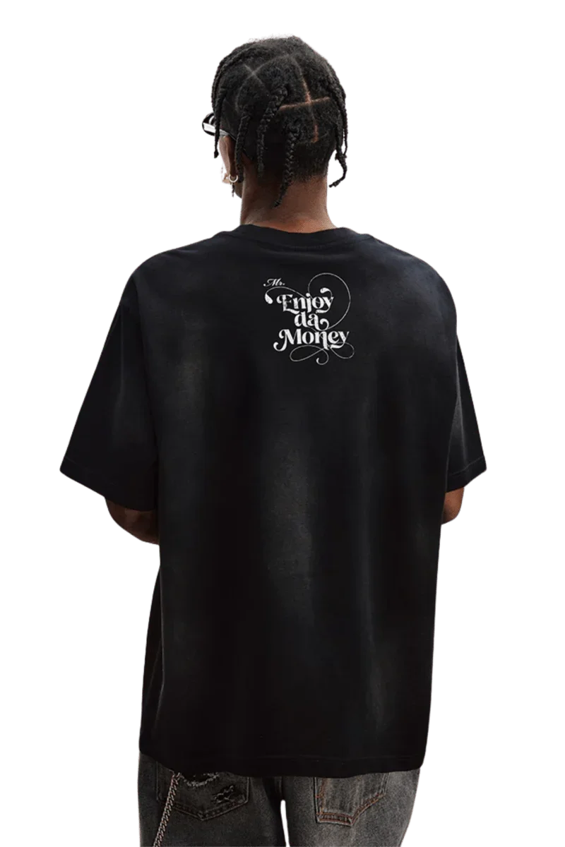 Back view of MEDM SS25 Washed Angel Butterfly Tee from Mr Enjoy Da Money featuring unique graphic design