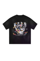 MEDM SS25 Washed Angel Butterfly Tee in black featuring graphic print and relaxed fit