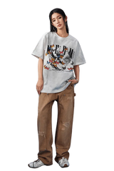 Model wearing MEDM SS25 Washed Angel Butterfly Tee with butterfly graphic and relaxed fit
