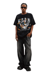 MEDM SS25 Washed Angel Butterfly Tee in black with vibrant graphic design on front