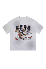 MEDM SS25 Washed Angel Butterfly Tee featuring a vibrant butterfly design on a white tee