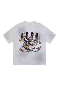 MEDM SS25 Washed Angel Butterfly Tee featuring a vibrant butterfly design on a white tee