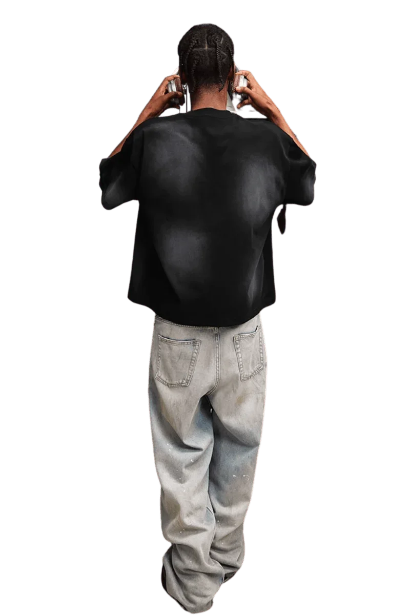 MEDM SS25 Washed Arch Logo Tee in black designed for a modern casual style