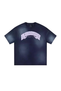 MEDM SS25 Washed Arch Logo Tee in Navy with Retro Graphic Design for Casual Style