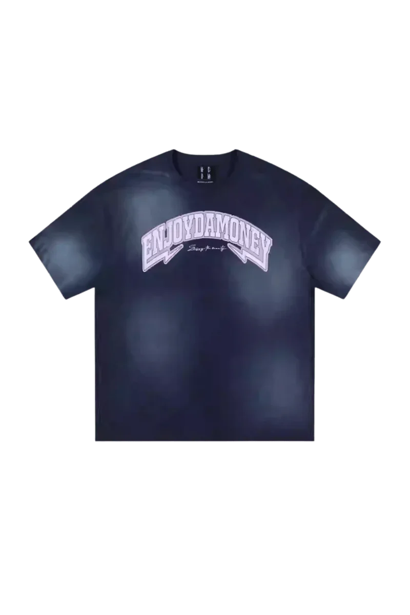 MEDM SS25 Washed Arch Logo Tee in Navy with Retro Graphic Design for Casual Style