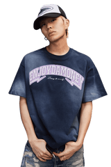 MEDM SS25 Washed Arch Logo Tee in navy with stylish graphics for casual streetwear fashion