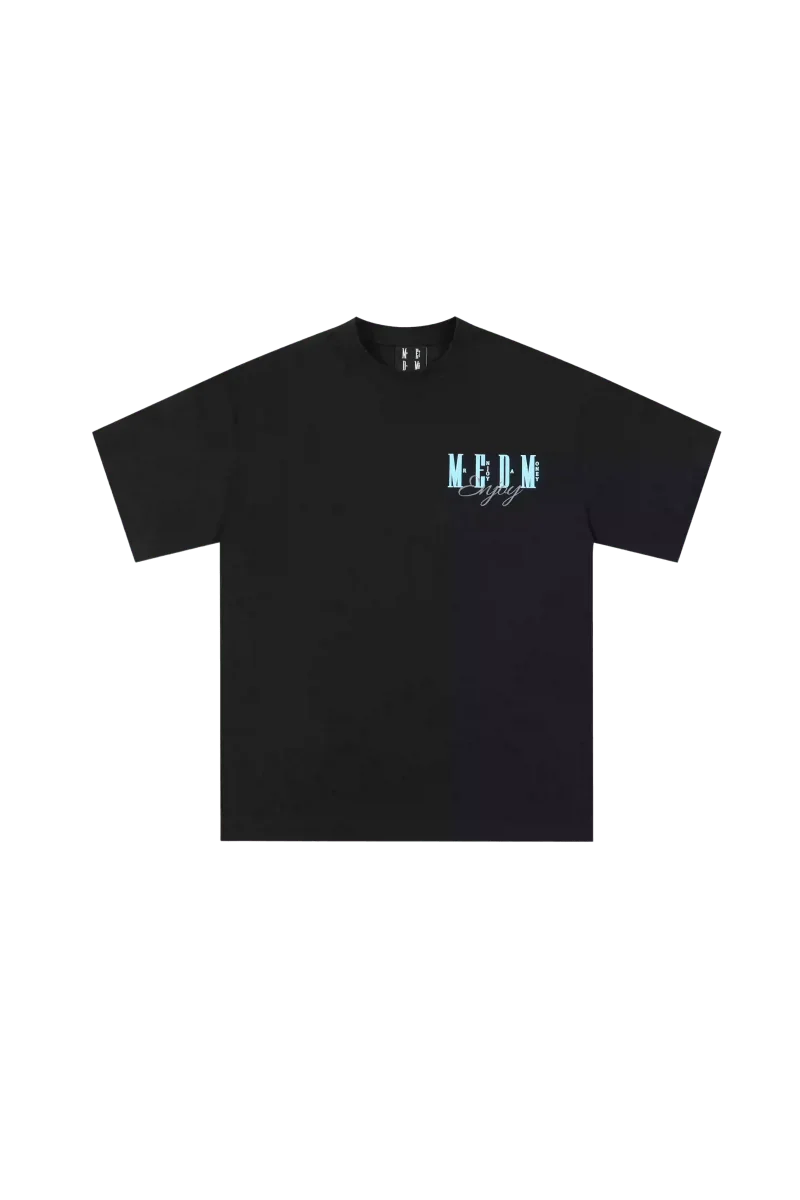 Black MEDM Three Colour Print Tee by Mr Enjoy Da Money with bold blue graphic design