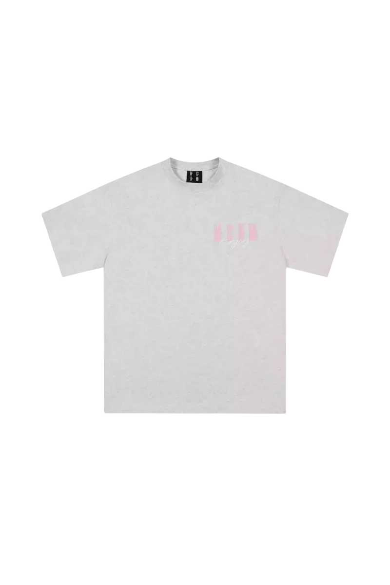 Light grey MEDM Three Colour Print Tee with bold branding for casual streetwear style