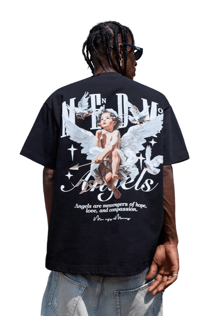 SS24 Colored Angel Series Print Tee featuring a graphic of angels and a message about hope and love