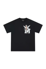 Mr Enjoy Da Money SS24 Colored Angel Series Print Tee in black featuring a colorful angel graphic