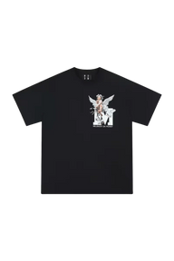 Mr Enjoy Da Money SS24 Colored Angel Series Print Tee in black featuring a colorful angel graphic