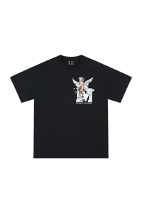 Mr Enjoy Da Money SS24 Colored Angel Series Print Tee in black featuring a colorful angel graphic