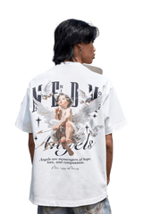 SS24 Colored Angel Series Print Tee with angel graphic and bold lettering on the back