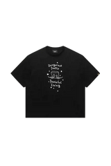 Dangerous People Peaceful Living Hand Painted Tee in black with unique artistic design