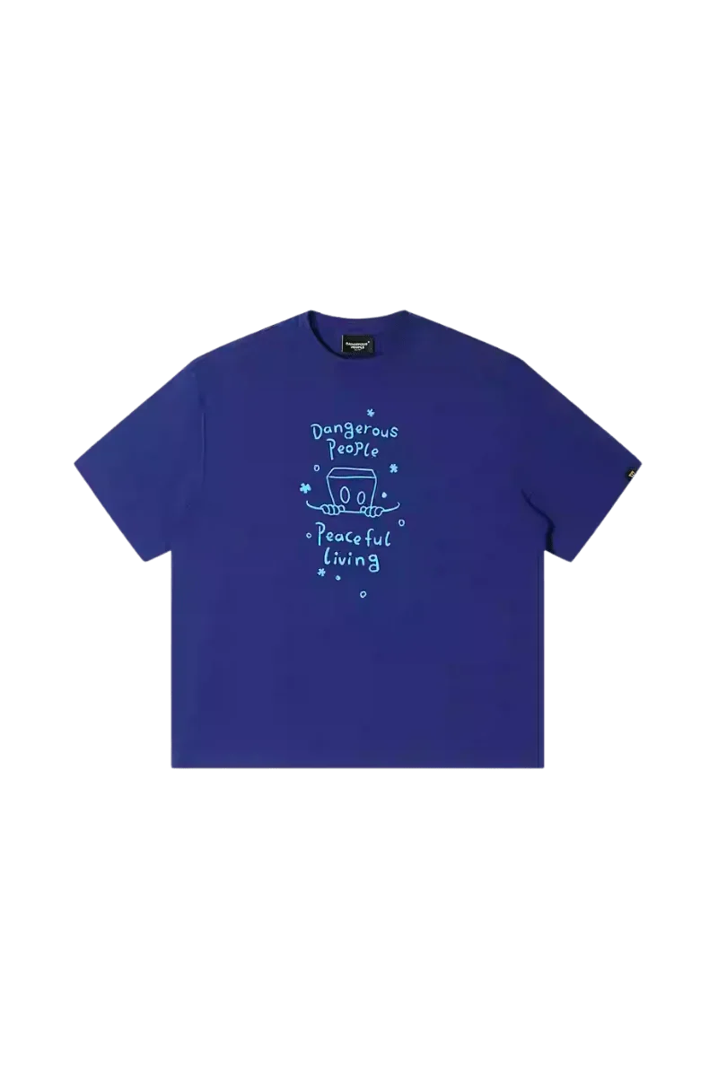 Dangerous People Peaceful Living Hand Painted Tee in vibrant purple with unique graphics