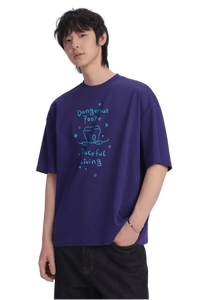 Purple Dangerous People Peaceful Living Hand Painted Tee featuring unique graphic design