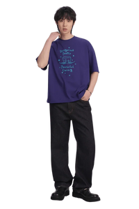 Dangerous People Peaceful Living Hand Painted Tee in Purple with Casual Style and Comfortable Fit