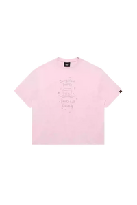 Dangerous People Peaceful Living Hand Painted Tee in light pink with unique graphic design