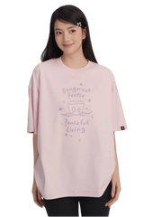 Dangerous People Peaceful Living Hand Painted Tee in soft pink featuring a unique artistic design