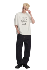 Dangerous People Peaceful Living Hand Painted Tee in white with artistic design and relaxed fit
