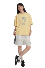 Dangerous People Peaceful Living Hand Painted Tee in Yellow with Relaxed Fit for Casual Wear